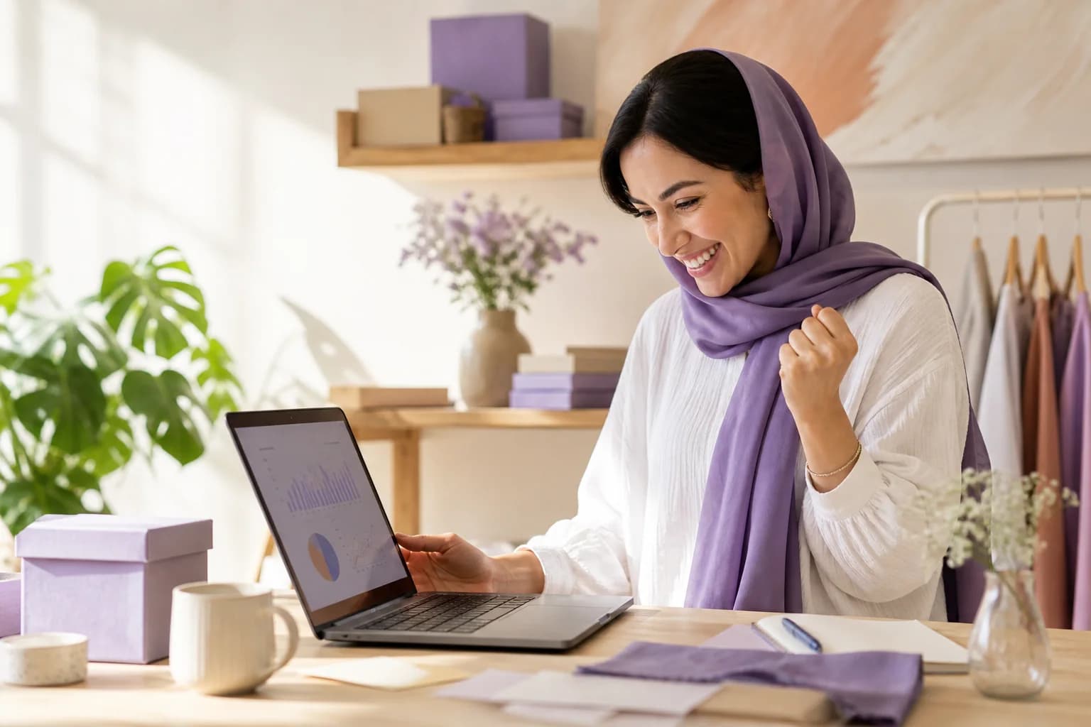 صاحب کسب‌وکار آنلاین در حال مدیریت رشد فروش